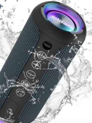 Ortizan X10B Portable IPX7 Waterproof Wireless Bluetooth Speaker with 24W Loud Stereo Sound, 30H Playtime, Black